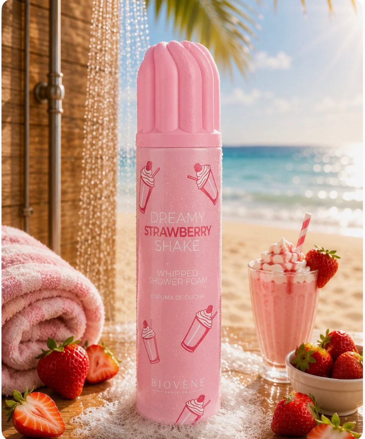 Mousse de Douche Fouettée Dreamy Strawberry Shake Milkshake Gourmand à la Fraise
