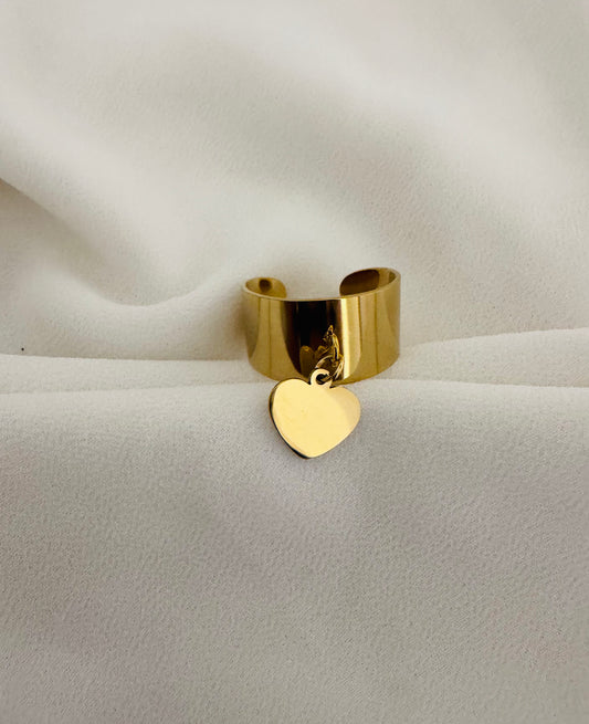 Bague breloque cœur doré