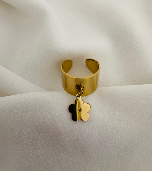 Bague breloque Fleur doré