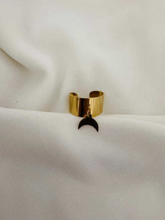 Bague breloque lune doré
