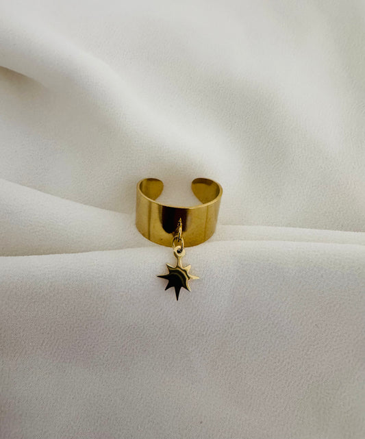 Bague breloque soleil doré