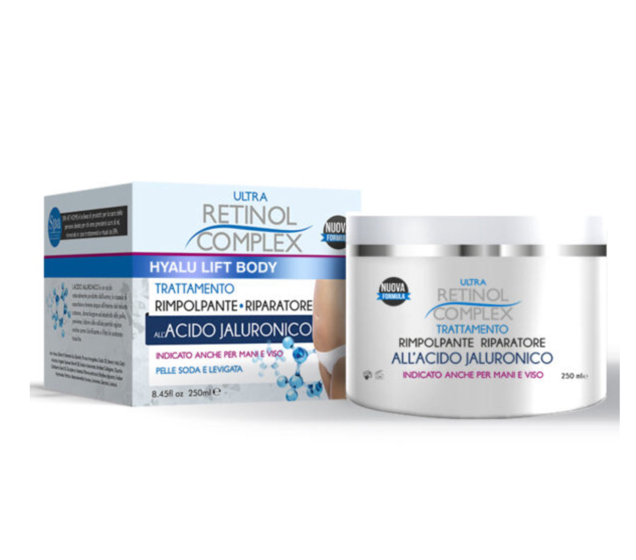Crème pour le corps raffermissante et réparatrice à l'acide hyaluronique 250ml