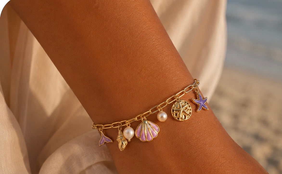 Bracelet coquillages doré