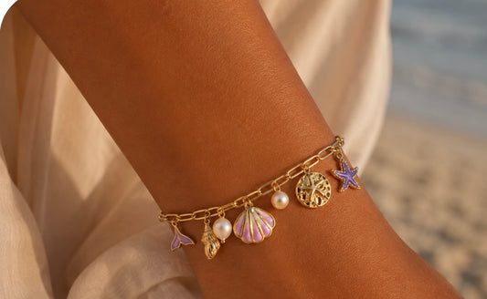 Bracelet coquillages doré