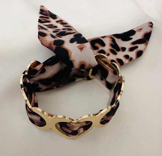 Bracelet cœur doré léopard