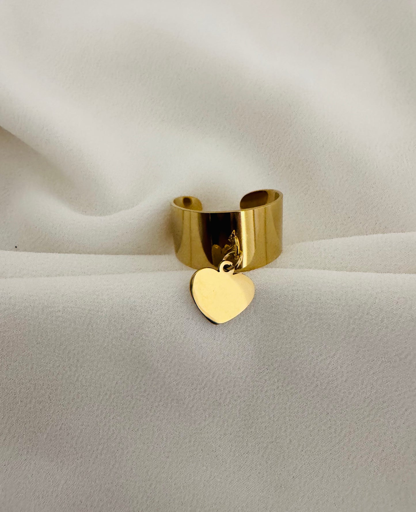 Bague breloque cœur doré