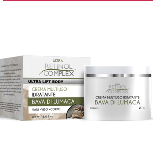 Crème hydratante visage et corps rétinol bave d'escargot 250ml