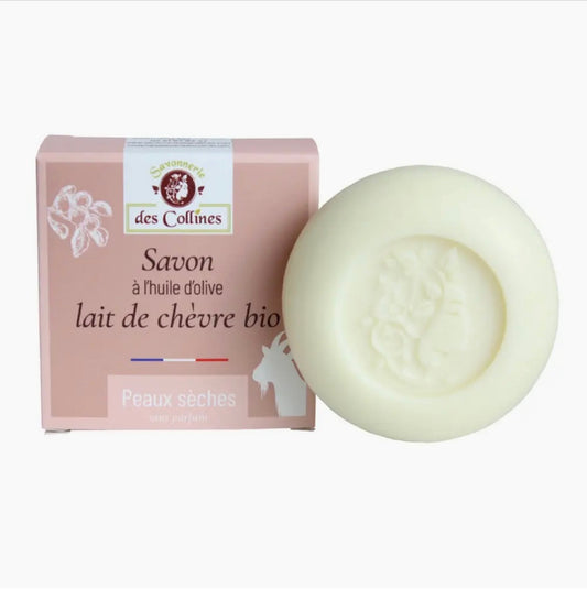 Savon lait de chèvre Bio peaux sèches sans parfum 100g